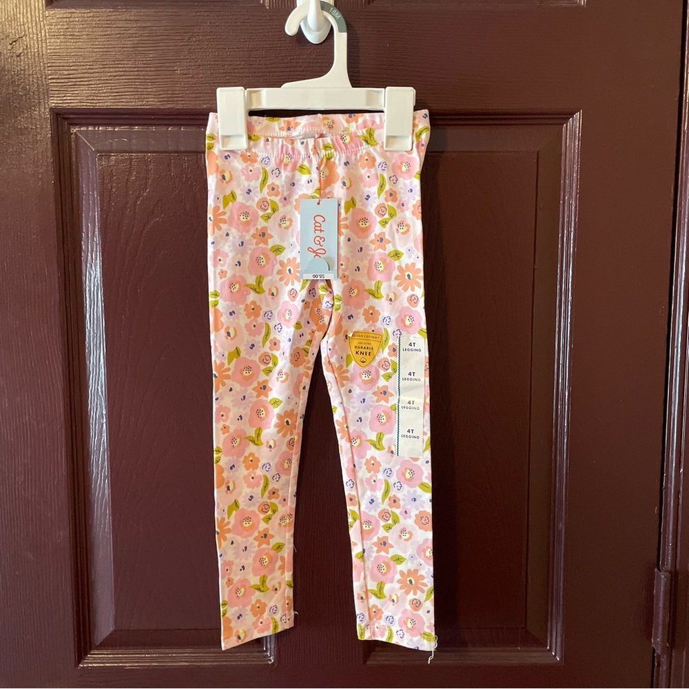 Cat & Jack Pink Floral Toddler Girl Leggings 4T